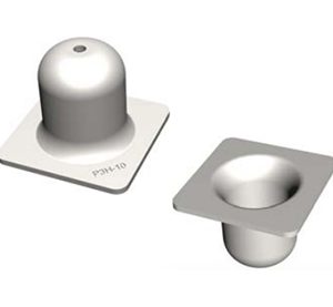 3″ Stamped Steel Stacking Cap / Pin Foot with Round Pin & Drain Hole.