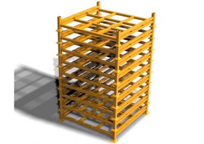 Custom Shipping Racks Stacked, Yellow Finish.